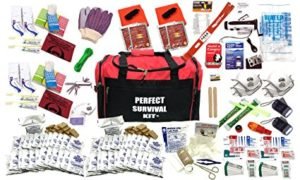 4 Person Perfect Survival Kit Deluxe - Prepare For Earthquake, Evacuation, Emergency Disaster Preparedness 72-Hour Kits for Home, Work, or Auto