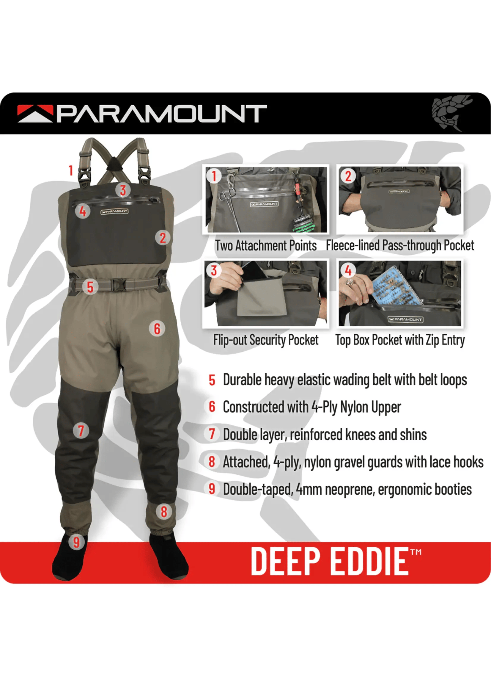 Paramount Deep Eddy Waders Front View